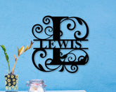 Custom Metal Name Sign Family Name Sign Metal Personalized Last Name Sign Split Monogram. Decorations